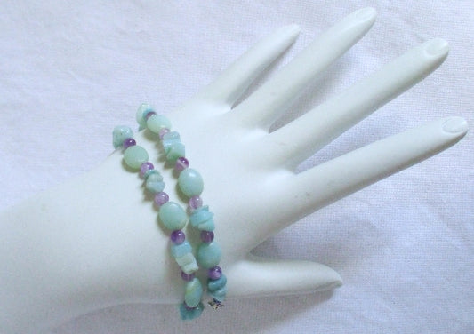 Amazonite Amethyst Wrap Bracelet - Juicybeads Jewelry