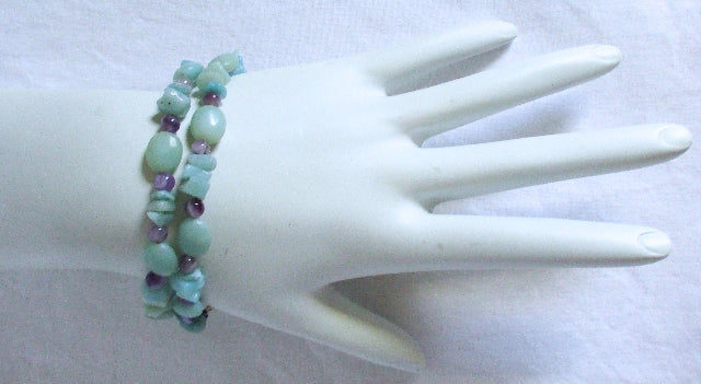 Amazonite Amethyst Wrap Bracelet - Juicybeads Jewelry