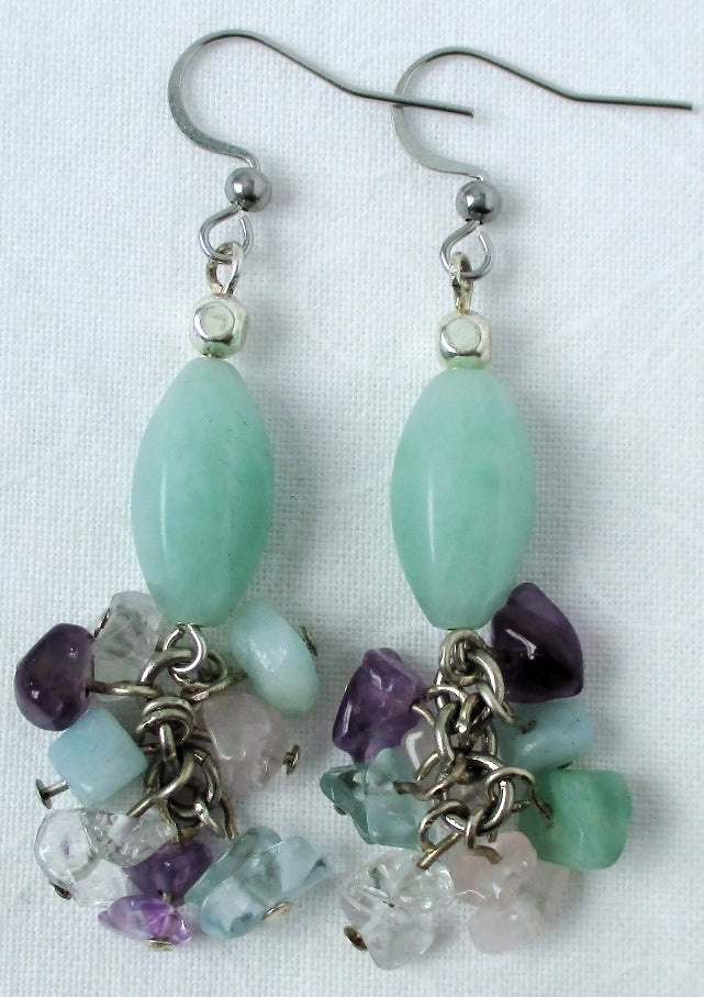 Amazonite Cluster Earrings - Juicybeads Jewelry