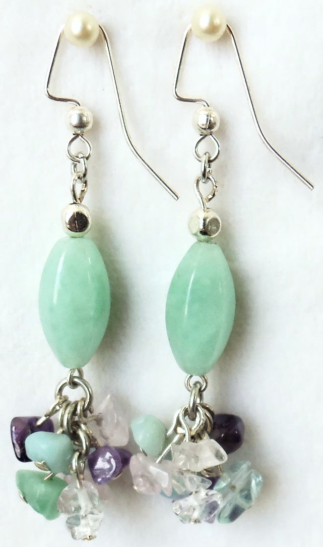 Amazonite Cluster Earrings - Juicybeads Jewelry