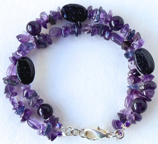 Amethyst Iolite Double Strand Bracelet - Juicybeads Jewelry