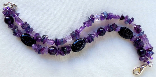 Amethyst Iolite Double Strand Bracelet - Juicybeads Jewelry