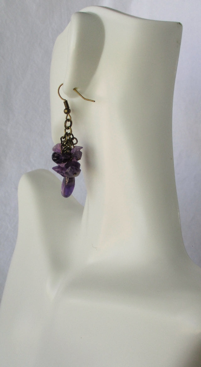 amethyst brass earrings - juicybeads jewelry