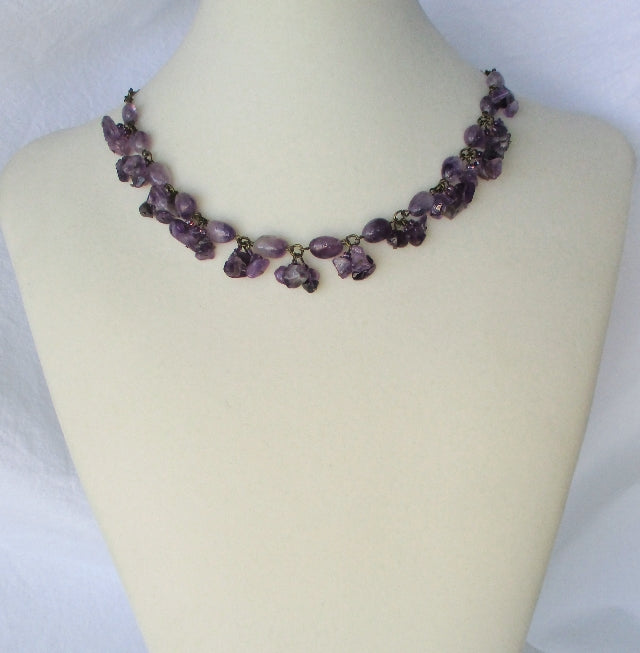 amethyst brass necklace - juicybeads jewelry