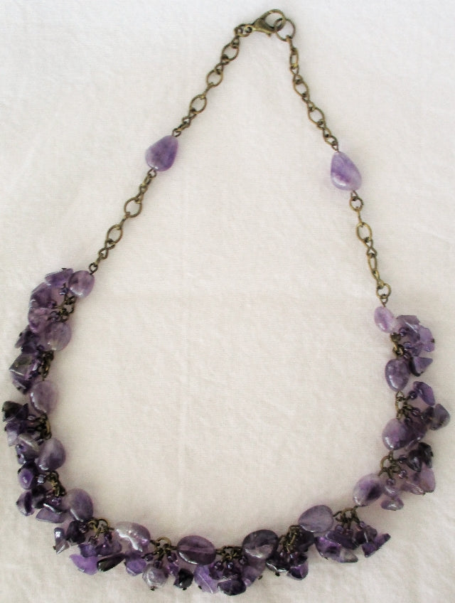 amethyst brass necklace - juicybeads jewelry