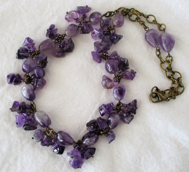 amethyst brass necklace - juicybeads jewelry