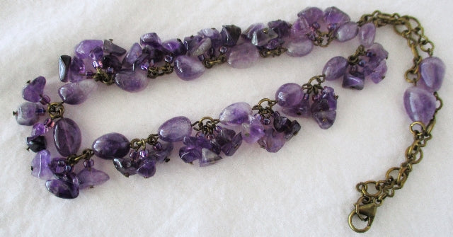 amethyst brass necklace - juicybeads jewelry