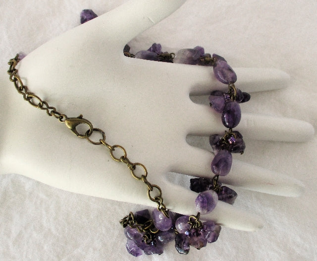 amethyst brass necklace - juicybeads jewelry