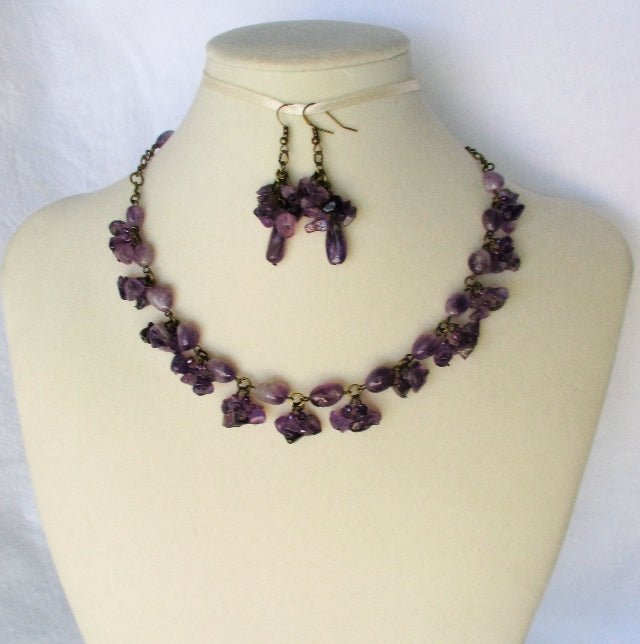 amethyst brass necklace - juicybeads jewelry