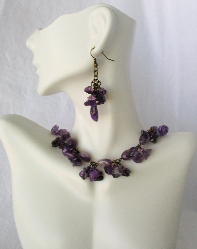 amethyst brass earrings - juicybeads jewelry
