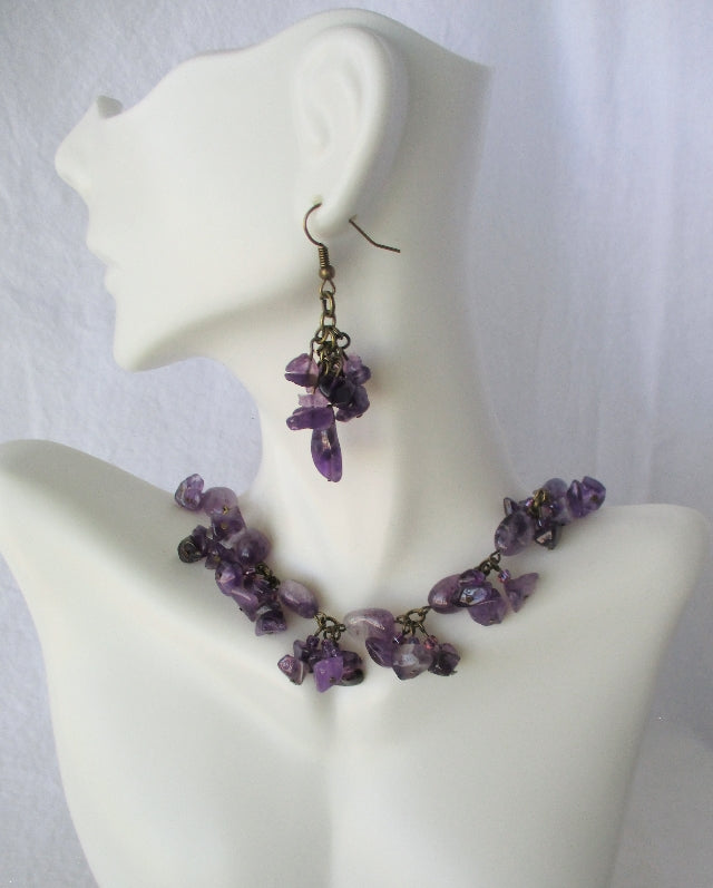 amethyst brass necklace - juicybeads jewelry