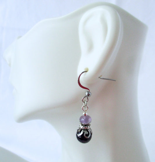 Amethyst Stack Drop Earrings - Juicybeads Jewelry