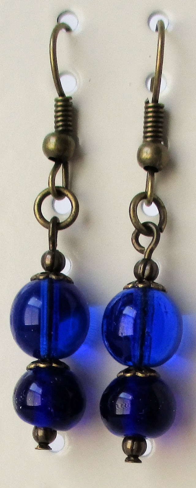 Beaded dark blue drop earrings Juicybeads Jewelry