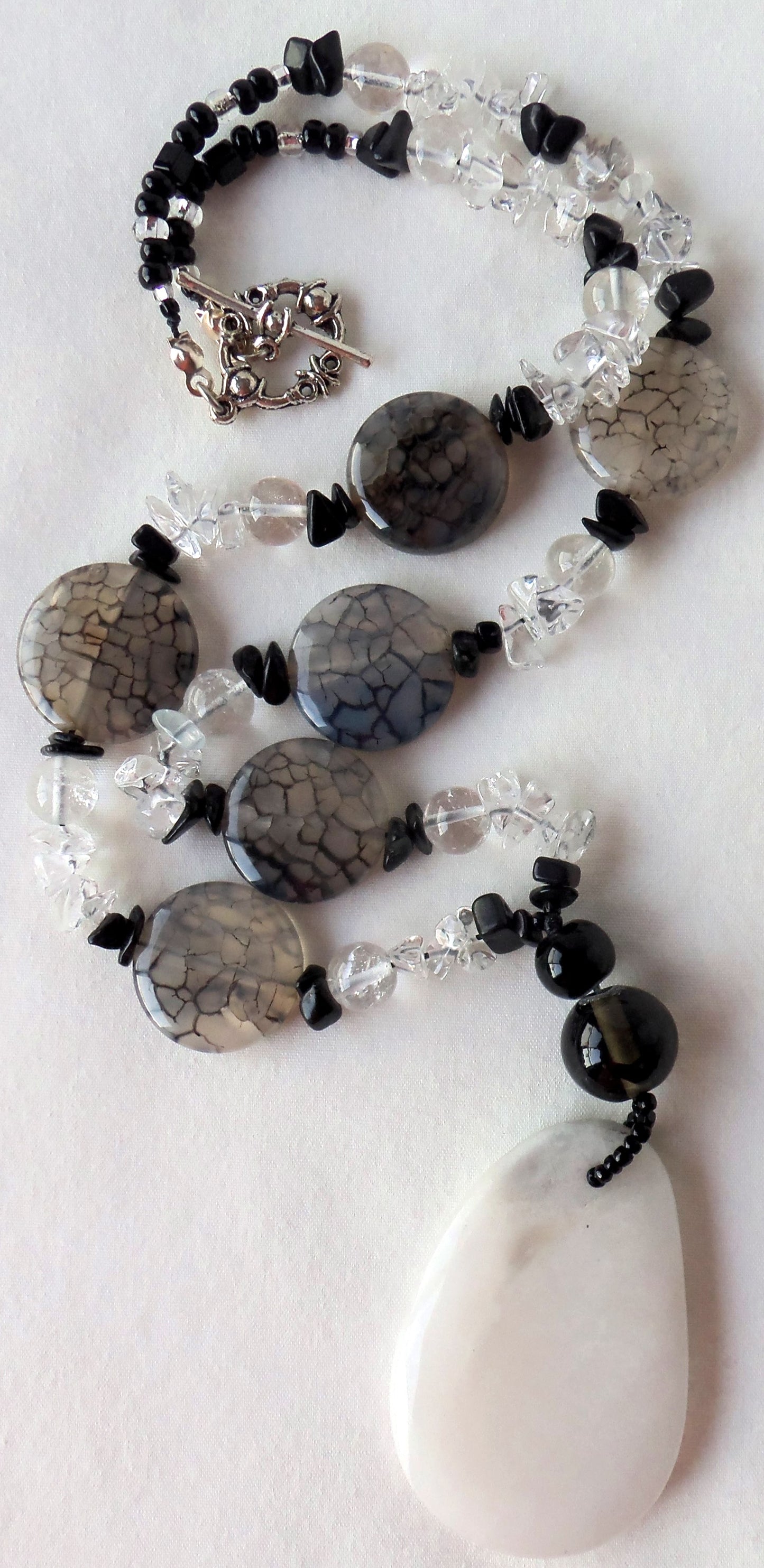 Black White Agate Necklace - Juicybeads Jewelry