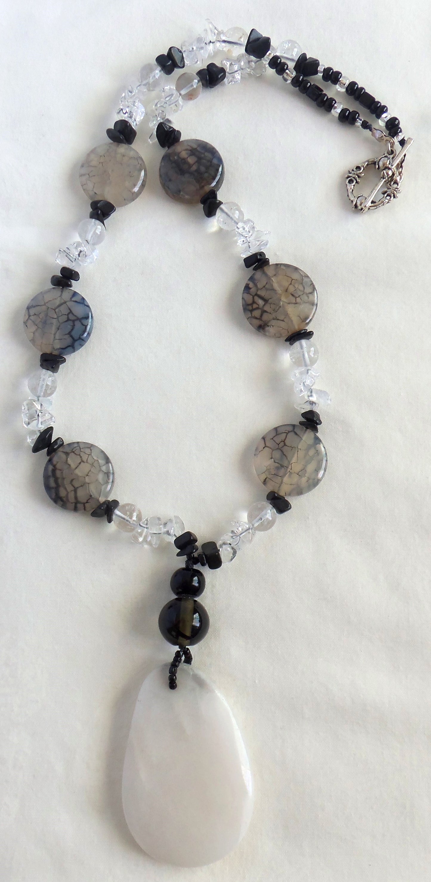 Black White Agate Necklace - Juicybeads Jewelry