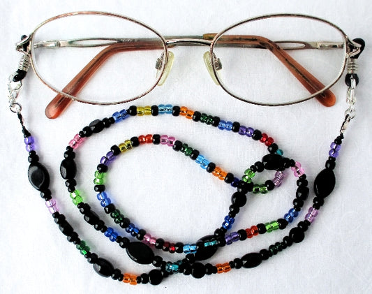 Black/Multicolor Beaded Eyeglass Chain - Juicybeads Jewelry