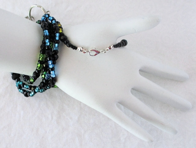 Black multicolor beaded lanyard Juicybeads Jewelry