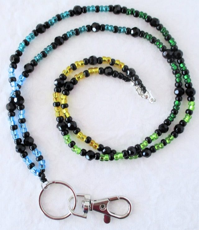 Black multicolor beaded lanyard Juicybeads Jewelry