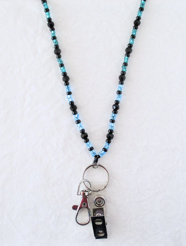 Black multicolor beaded lanyard Juicybeads Jewelry