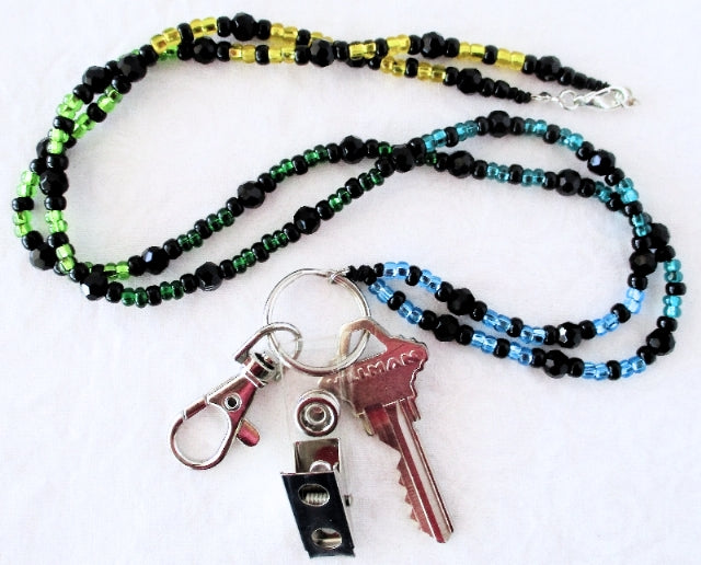 Black multicolor beaded lanyard Juicybeads Jewelry