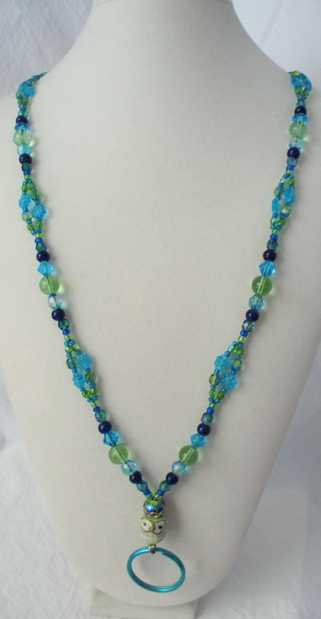 blue flower beaded lanyard - juicybeads jewelry
