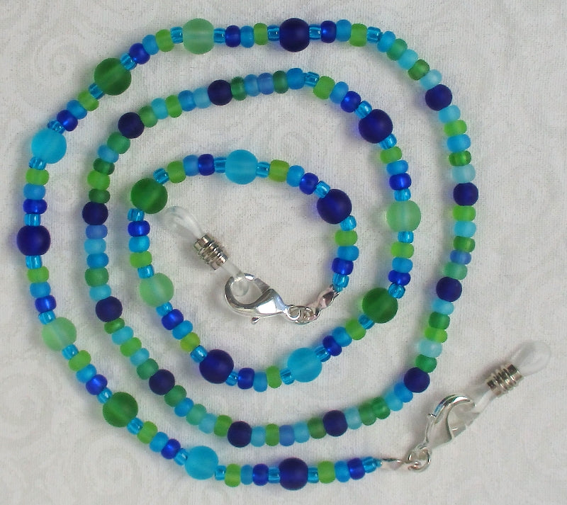blue green beaded eyeglass chain juicybeads jewelry