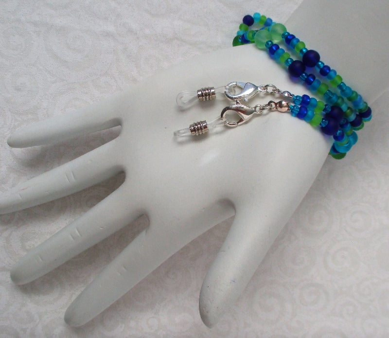 blue green beaded eyeglass chain juicybeads jewelry