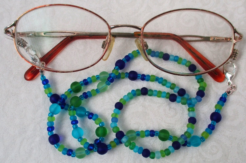 blue green beaded eyeglass chain juicybeads jewelry