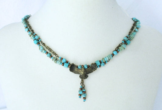 Blue Magnesite Chain Necklace - Juicybeads Jewelry