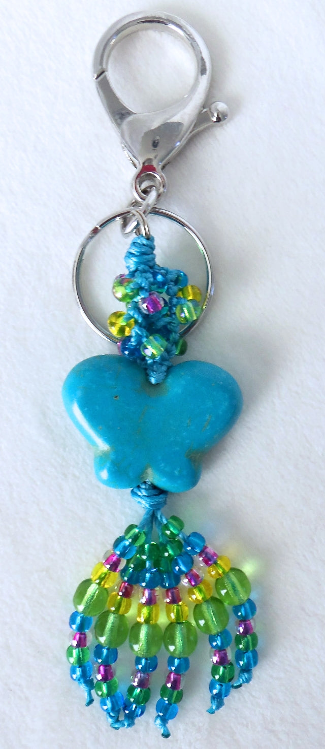 Blue Butterfly Beaded Keychain - Juicybeads Jewelry