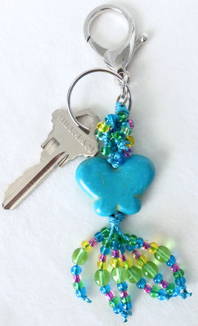 Blue Butterfly Beaded Keychain - Juicybeads Jewelry