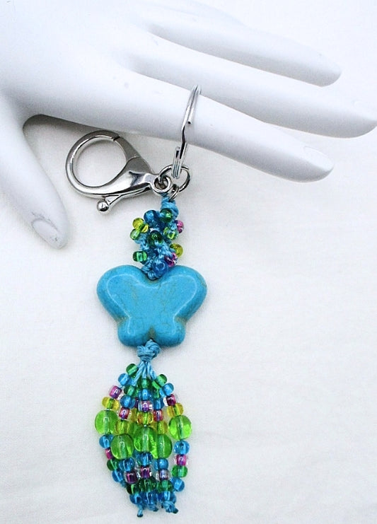 Blue Butterfly Beaded Keychain - Juicybeads Jewelry