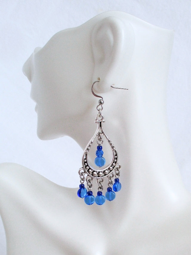 Blue Chandelier Earrings - Juicybeads Jewelry
