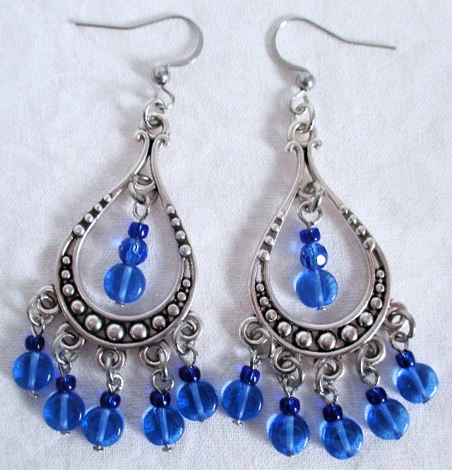 Blue Chandelier Earrings - Juicybeads Jewelry