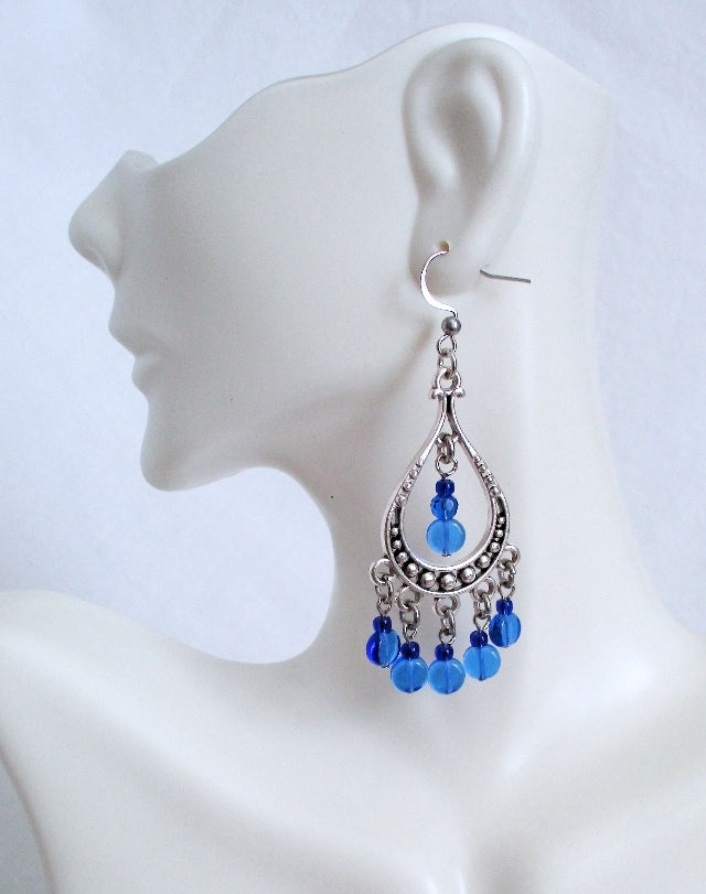 Blue Chandelier Earrings - Juicybeads Jewelry