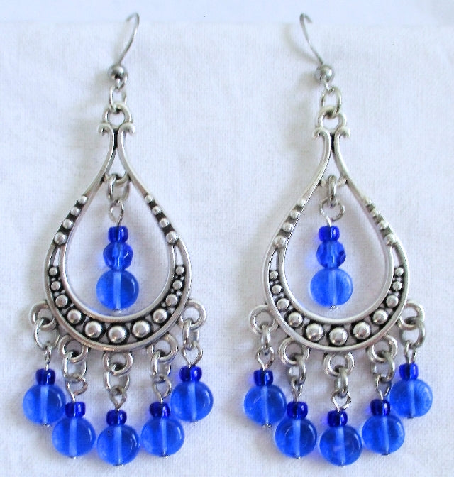 Blue Chandelier Earrings - Juicybeads Jewelry