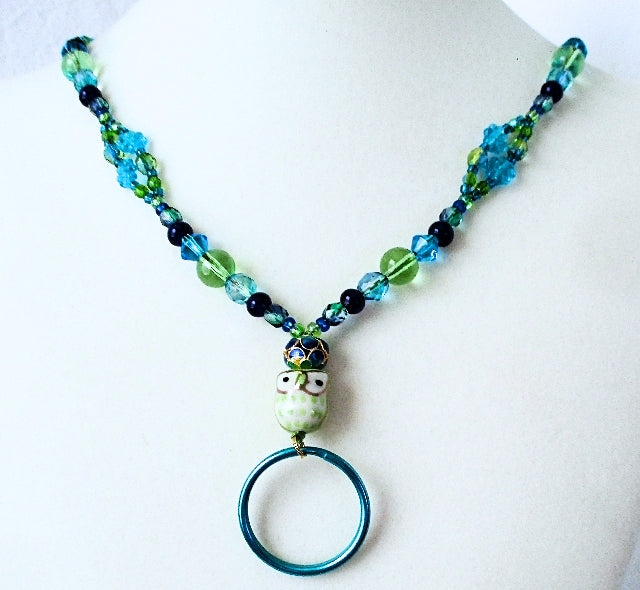 blue flower beaded lanyard - juicybeads jewelry