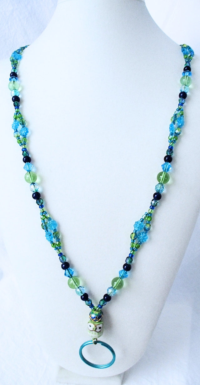 blue flower beaded lanyard - juicybeads jewelry