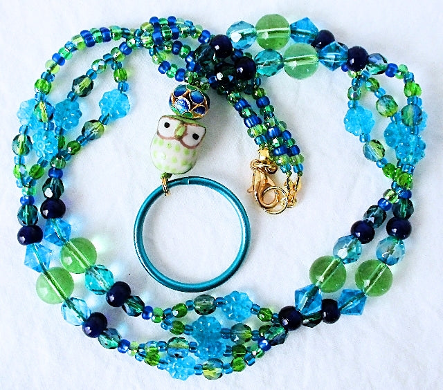 blue flower beaded lanyard - juicybeads jewelry