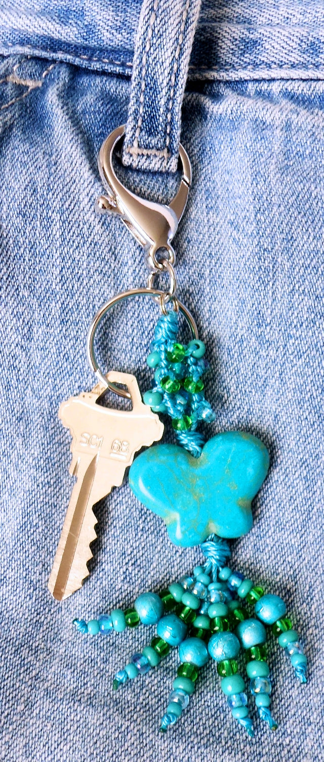 Blue & Green Butterfly Keychain - Juicybeads Jewelry