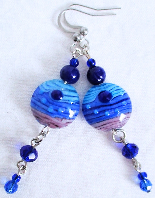 dark blue lampwork earrings - juicybeads jewelry