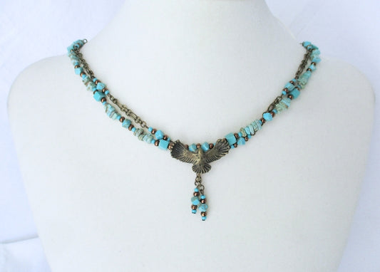 Blue Magnesite Chain Necklace - Juicybeads Jewelry