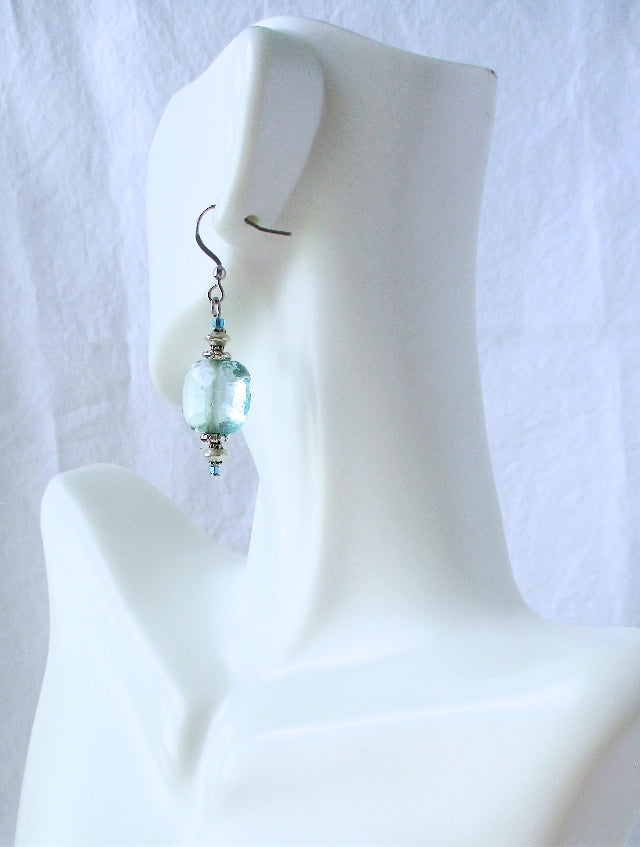 Blue Square Drop Earrings - Juicybeads Jewelry
