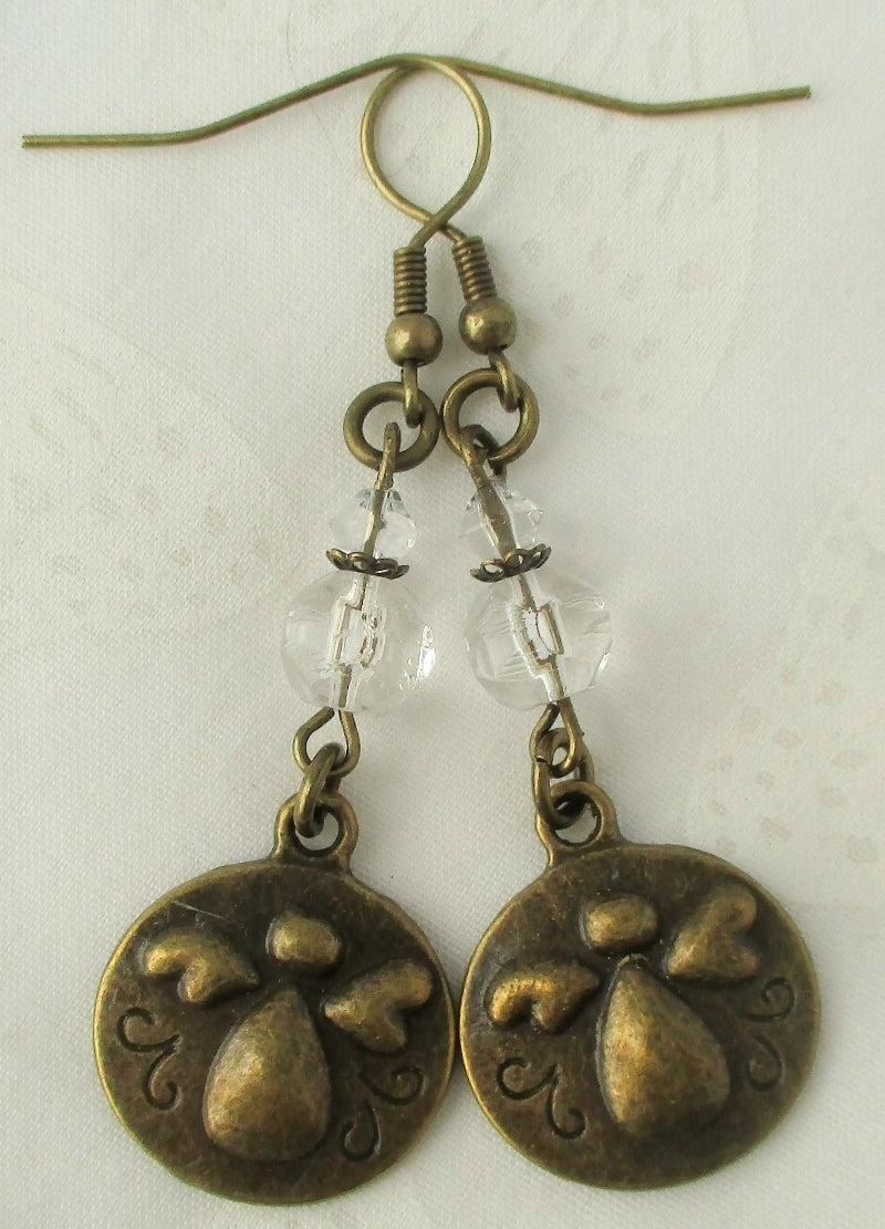 Brass Angel Charm Earrings - Juicybeads Jewelry