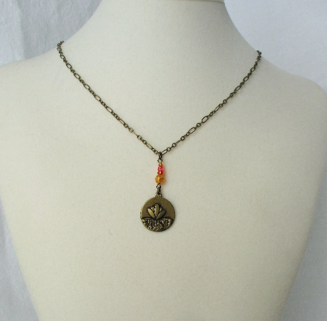 brass lotus necklace - juicybeads jewelry