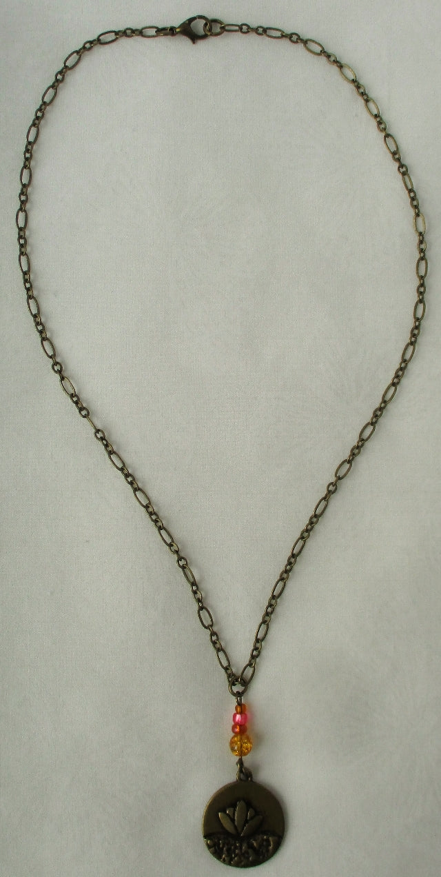 brass lotus necklace - juicybeads jewelry