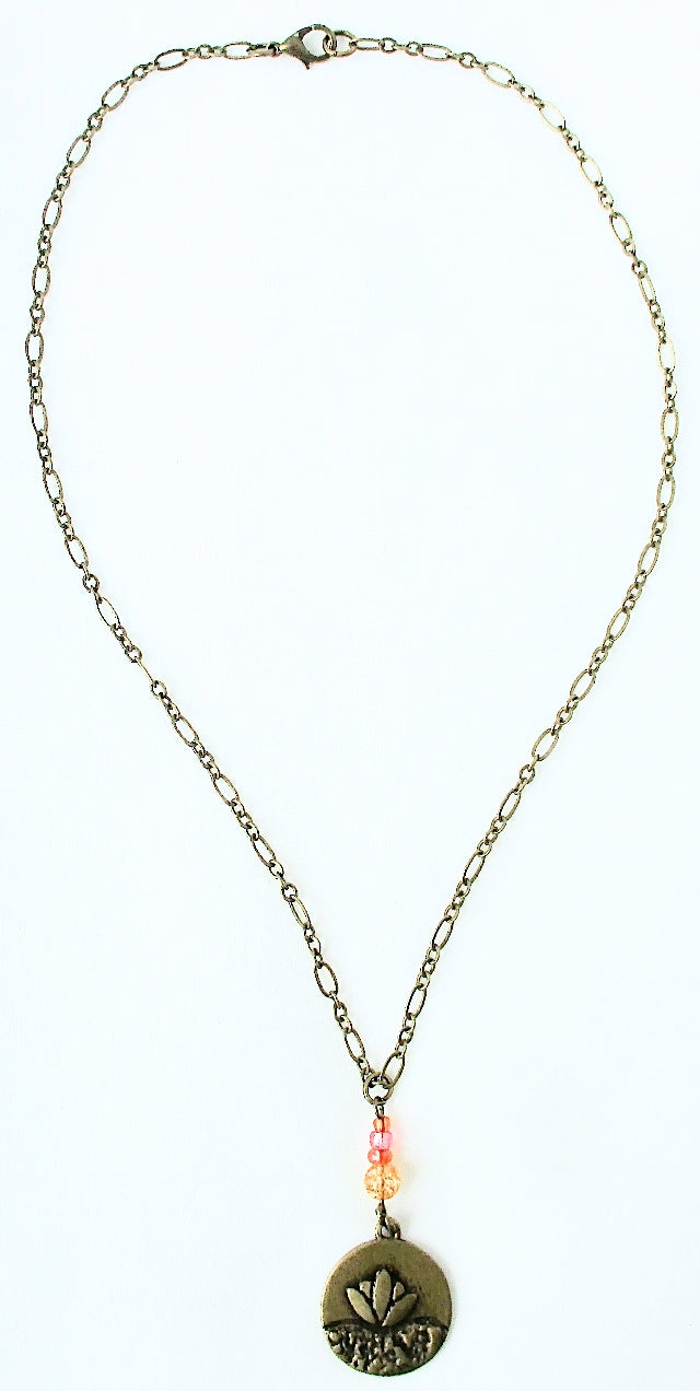 Brass lotus flower necklace - Juicybeads Jewelry