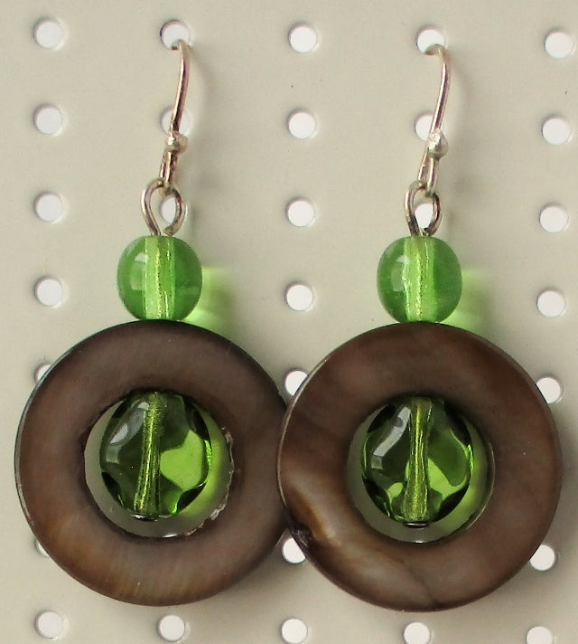Brown Mother of Pearl Drop Earrings - Juicybeads Jewelry