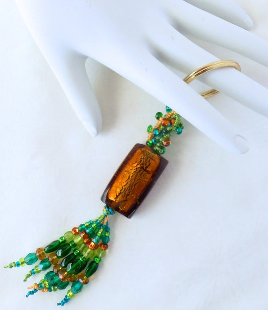 Brown & Green Beaded Keychain - Juicybeads Jewelry