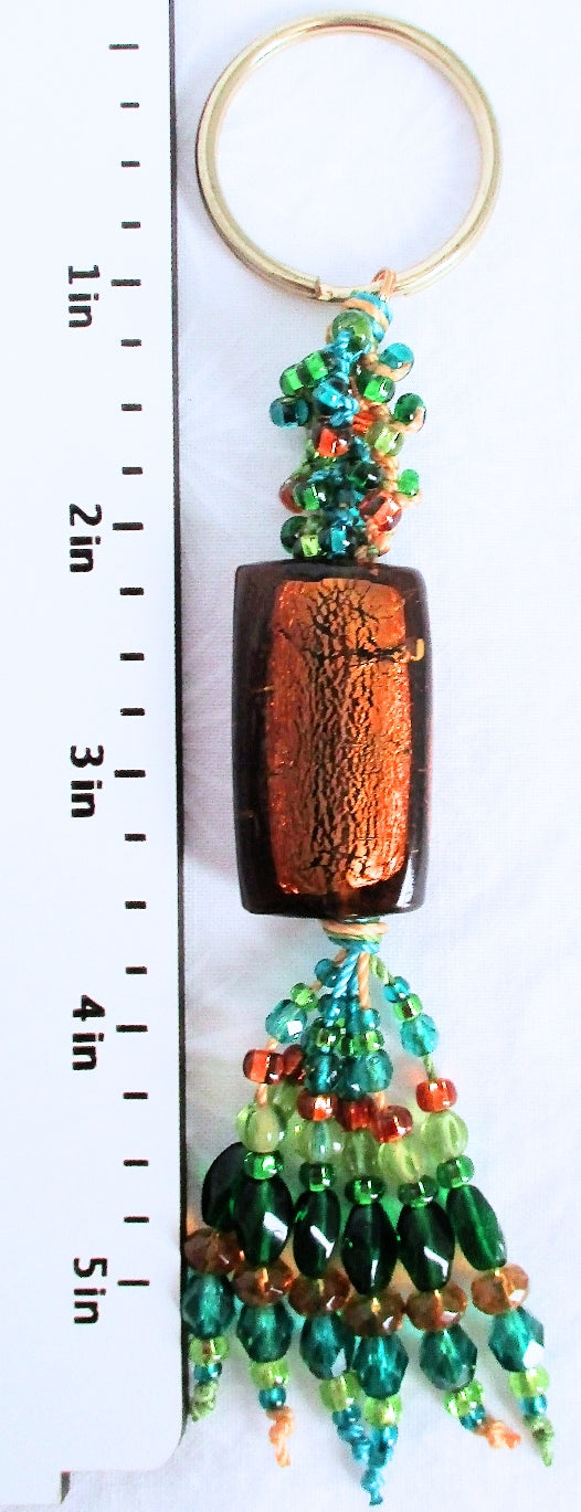 Brown & Green Beaded Keychain - Juicybeads Jewelry